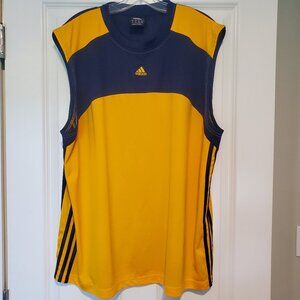 Adidas Navy Blue/Gold Sleeveless Tank Top Exercise Shirt Mens Large - Like New
